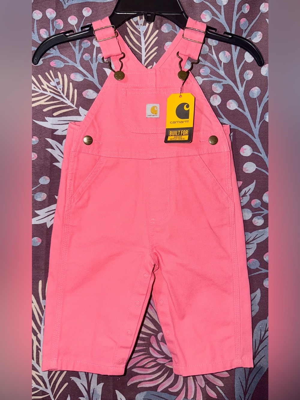 Carhartt Kids Pink Overalls with Front Pocket